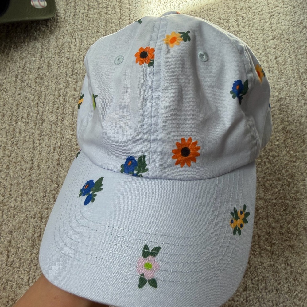 Baggu Light Blue Cap with Floral Embroidery